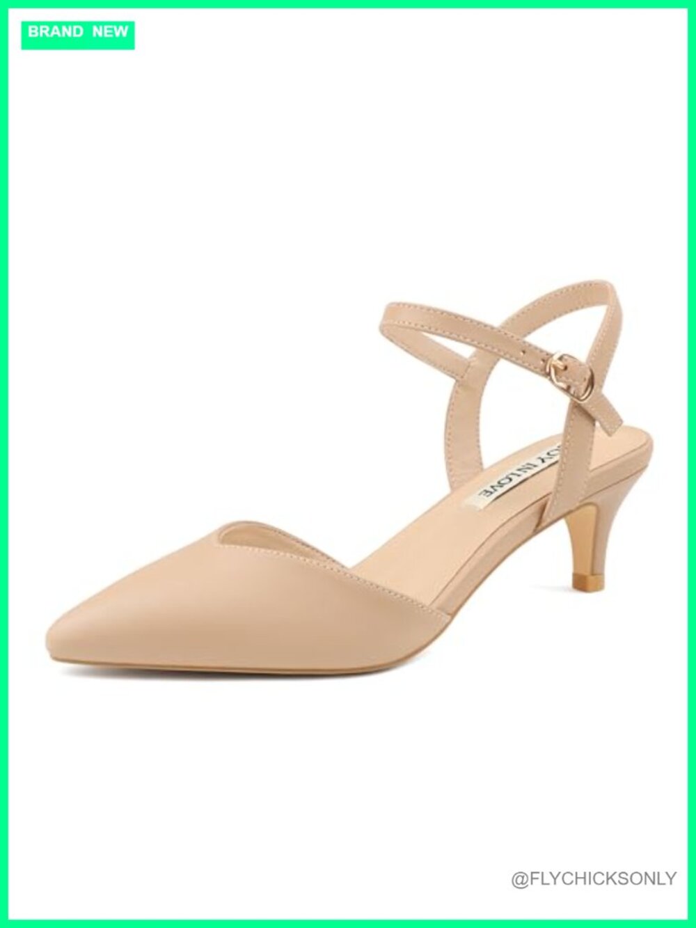 Women's Pointed Toe Kitten Heel Pumps with Ankle Strap